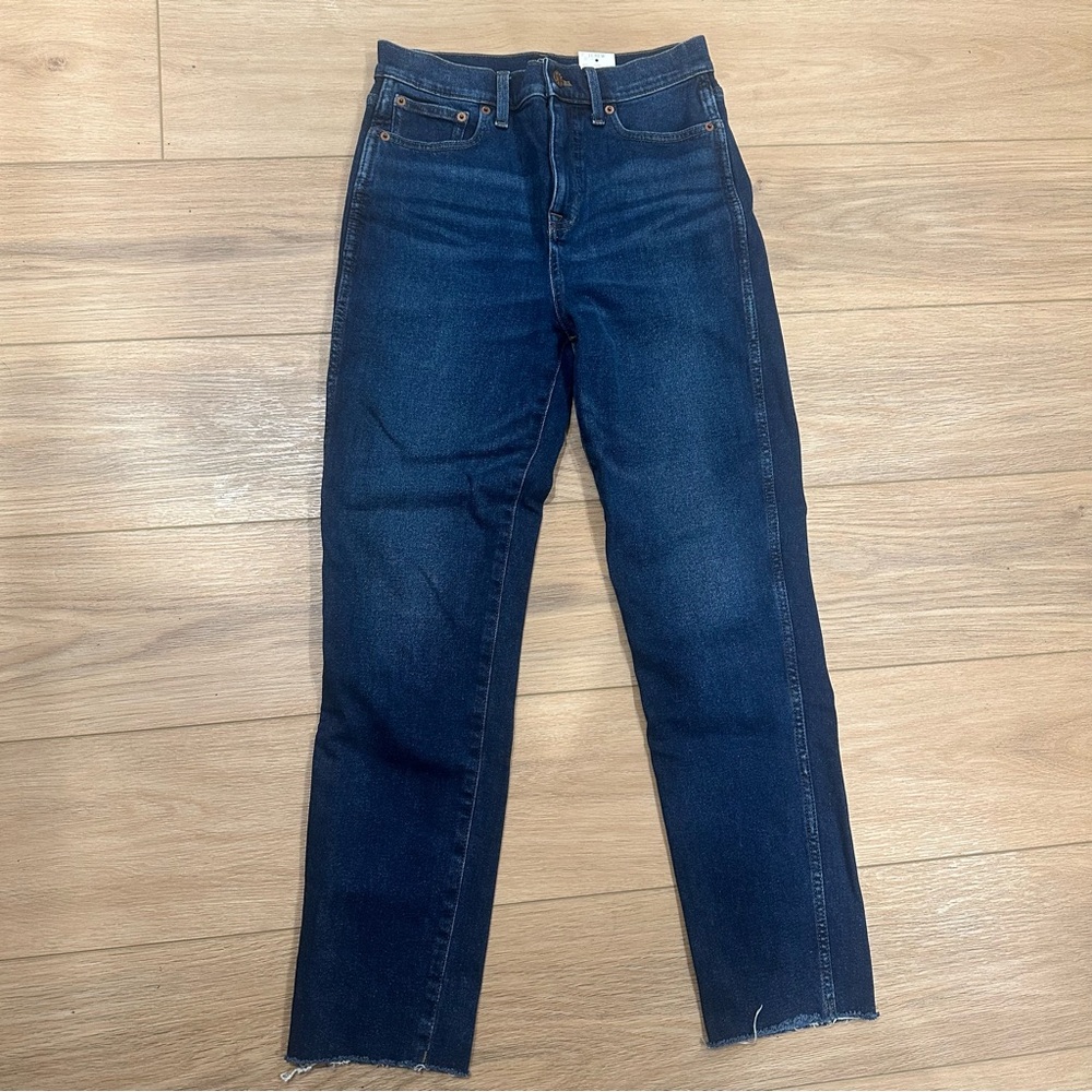 J.Crew Factory Classic Vintage Straight Jeans All Day Stretch Raw Hem Blue 26 NW